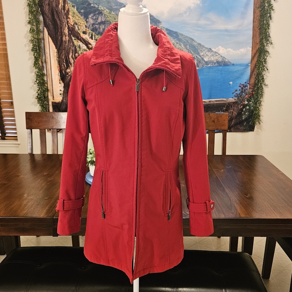 Kristen Blake Red Raincoat